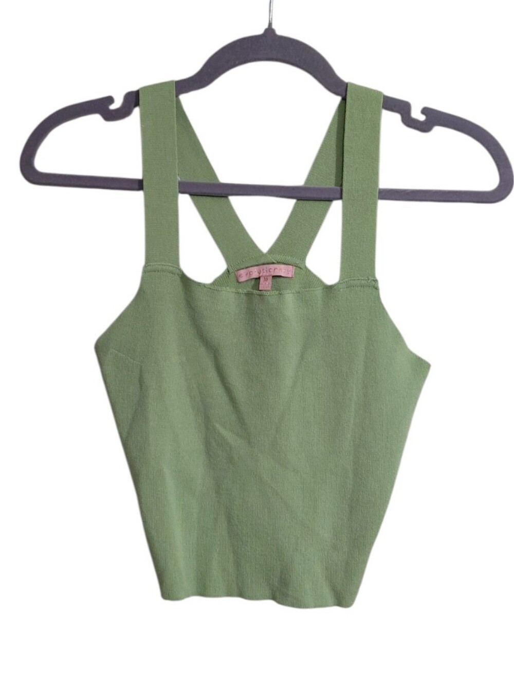 Olive Ribbed Cross-Back Crop Top